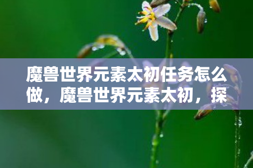 魔兽世界元素太初任务怎么做,魔兽世界元素太初,探索艾泽拉斯的奇幻之旅 魔兽世界元素太初任务怎么做,魔兽世界元素太初,探索艾泽拉斯的奇幻之旅