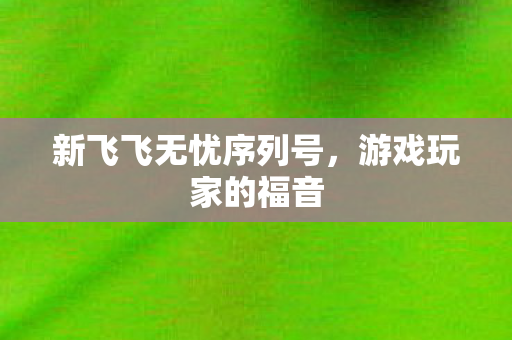 新飞飞无忧序列号,游戏玩家的福音 新飞飞无忧序列号,游戏玩家的福音