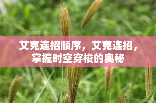 艾克连招顺序,艾克连招,掌握时空穿梭的奥秘 艾克连招顺序,艾克连招,掌握时空穿梭的奥秘