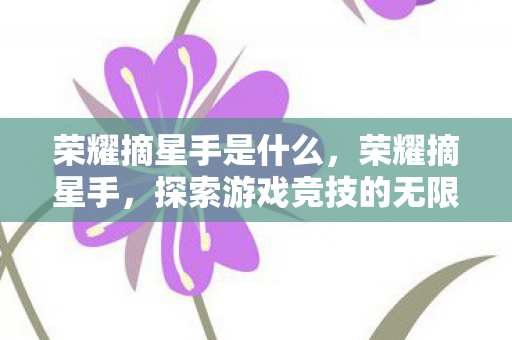 荣耀摘星手是什么,荣耀摘星手,探索游戏竞技的无限可能 荣耀摘星手是什么,荣耀摘星手,探索游戏竞技的无限可能