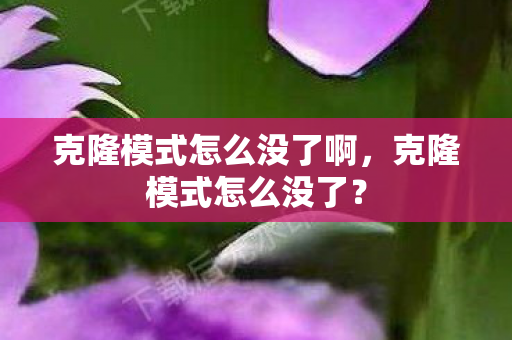 克隆模式怎么没了啊,克隆模式怎么没了? 克隆模式怎么没了啊,克隆模式怎么没了?