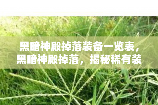 黑暗神殿掉落装备一览表,黑暗神殿掉落,揭秘稀有装备的神秘来源 黑暗神殿掉落装备一览表,黑暗神殿掉落,揭秘稀有装备的神秘来源