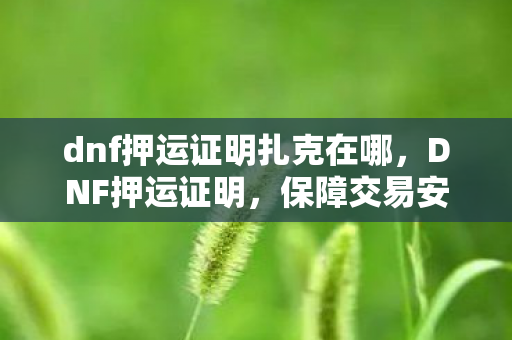 dnf押运证明扎克在哪,DNF押运证明,保障交易安全的重要一环 dnf押运证明扎克在哪,DNF押运证明,保障交易安全的重要一环