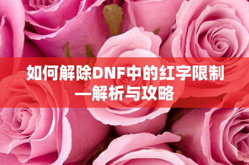 如何解除DNF中的红字限制—解析与攻略