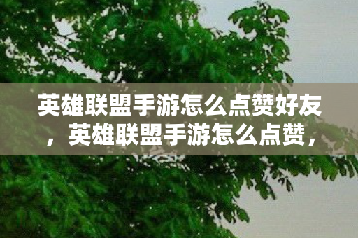 英雄联盟手游怎么点赞好友，英雄联盟手游怎么点赞，提升互动与社交体验的技巧
