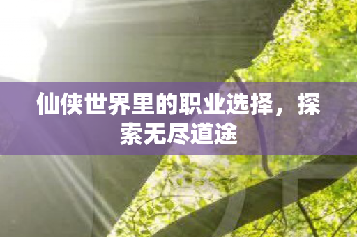 仙侠世界里的职业选择,探索无尽道途 仙侠世界里的职业选择,探索无尽道途