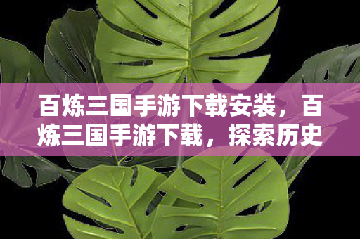 百炼三国手游下载安装,百炼三国手游下载,探索历史与策略并重的三国世界 百炼三国手游下载安装,百炼三国手游下载,探索历史与策略并重的三国世界