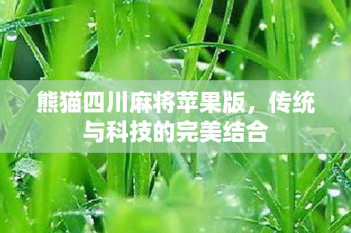熊猫四川麻将苹果版,传统与科技的完美结合 熊猫四川麻将苹果版,传统与科技的完美结合