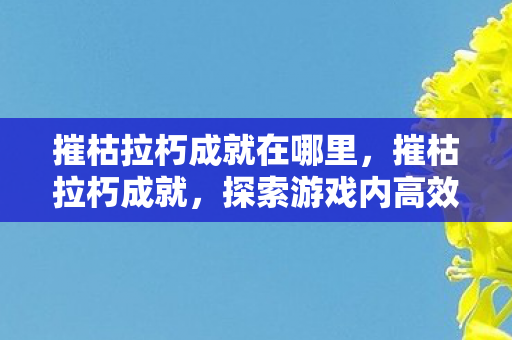 摧枯拉朽成就在哪里，摧枯拉朽成就，探索游戏内高效成就策略