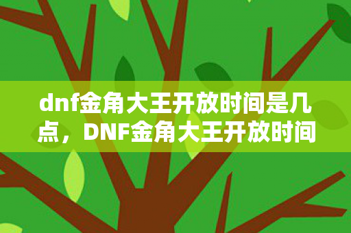 dnf金角大王开放时间是几点图片