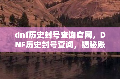 dnf历史封号查询官网,DNF历史封号查询,揭秘账号封禁背后的故事 dnf历史封号查询官网,DNF历史封号查询,揭秘账号封禁背后的故事