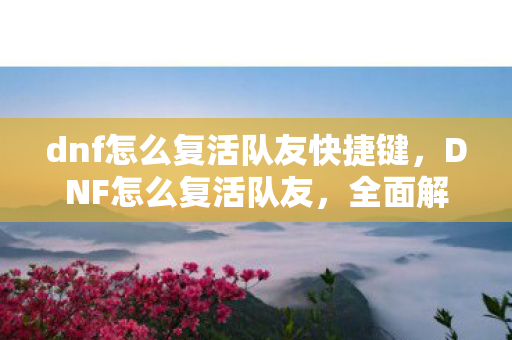dnf怎么复活队友快捷键图片