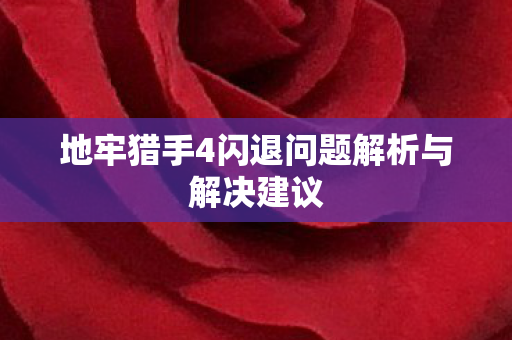 地牢猎手4闪退问题解析与解决建议 地牢猎手4闪退问题解析与解决建议