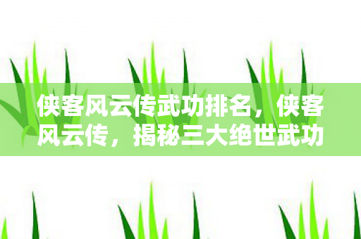 侠客风云传武功排名图片