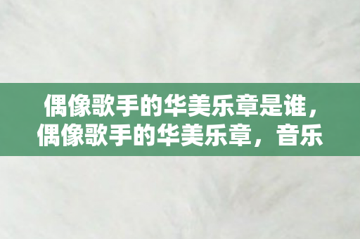 偶像歌手的华美乐章是谁图片