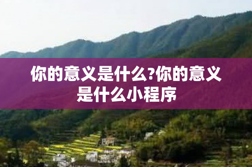 你的意义是什么?你的意义是什么小程序 你的意义是什么?你的意义是什么小程序