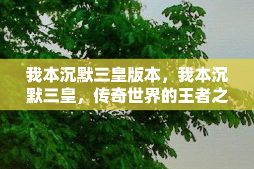 我本沉默三皇版本,我本沉默三皇,传奇世界的王者之路 我本沉默三皇版本,我本沉默三皇,传奇世界的王者之路