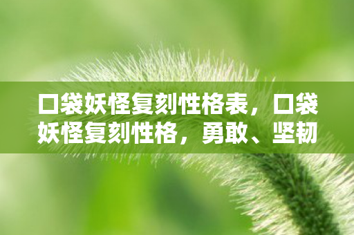 口袋妖怪复刻性格表，口袋妖怪复刻性格，勇敢、坚韧与智慧的碰撞