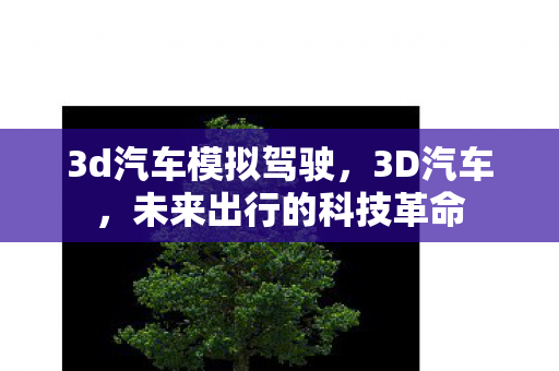 3d汽车模拟驾驶，3D汽车，未来出行的科技革命