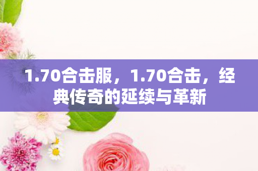 1.70合击服,1.70合击,经典传奇的延续与革新 1.70合击服,1.70合击,经典传奇的延续与革新