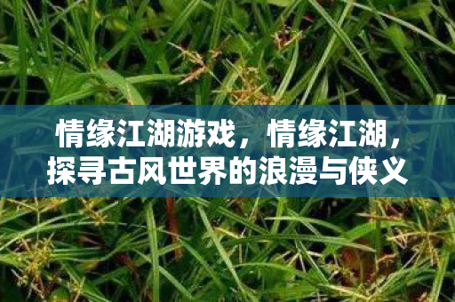 情缘江湖游戏，情缘江湖，探寻古风世界的浪漫与侠义