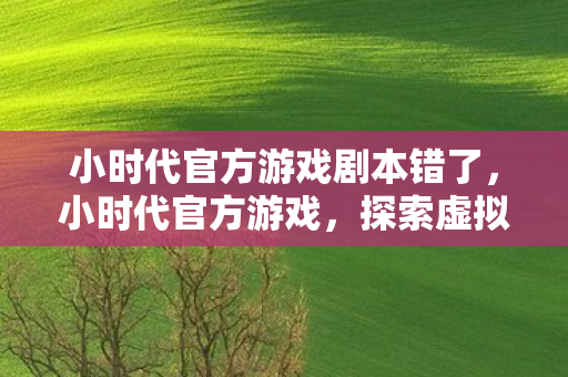 小时代官方游戏剧本错了,小时代官方游戏,探索虚拟世界的奇妙之旅 小时代官方游戏剧本错了,小时代官方游戏,探索虚拟世界的奇妙之旅