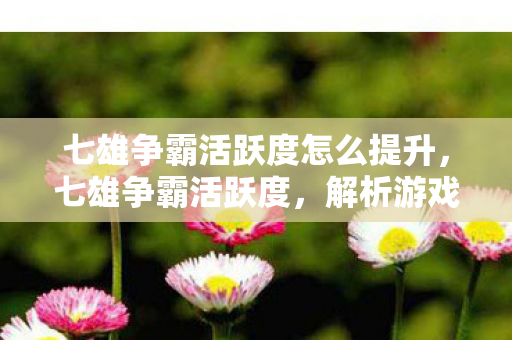 七雄争霸活跃度怎么提升,七雄争霸活跃度,解析游戏热度背后的原因 七雄争霸活跃度怎么提升,七雄争霸活跃度,解析游戏热度背后的原因