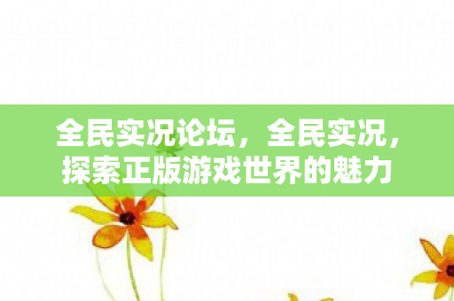 全民实况论坛,全民实况,探索正版游戏世界的魅力 全民实况论坛,全民实况,探索正版游戏世界的魅力
