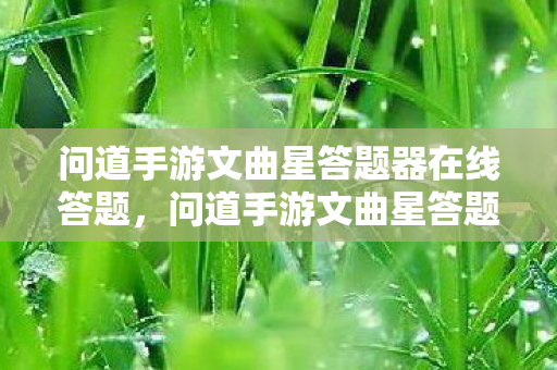 问道手游文曲星答题器在线答题，问道手游文曲星答题器，提升游戏效率的智慧工具