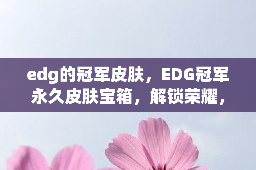 edg的冠军皮肤，EDG冠军永久皮肤宝箱，解锁荣耀，珍藏传奇