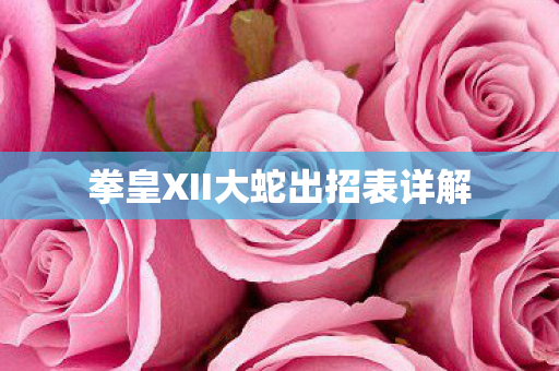 拳皇XII大蛇出招表详解 拳皇XII大蛇出招表详解