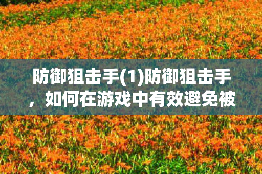 防御狙击手(1)防御狙击手，如何在游戏中有效避免被狙击手偷袭