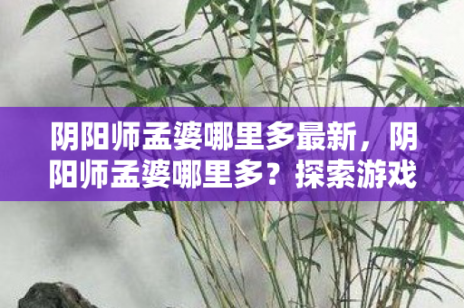 阴阳师孟婆哪里多最新,阴阳师孟婆哪里多?探索游戏中的神秘角色 阴阳师孟婆哪里多最新,阴阳师孟婆哪里多?探索游戏中的神秘角色