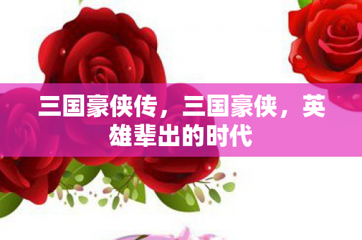 三国豪侠传,三国豪侠,英雄辈出的时代 三国豪侠传,三国豪侠,英雄辈出的时代