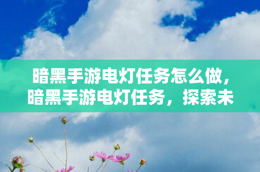 暗黑手游电灯任务怎么做，暗黑手游电灯任务，探索未知与解谜的冒险之旅