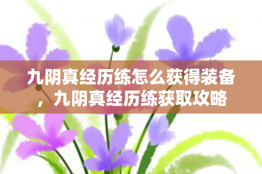 九阴真经历练怎么获得装备,九阴真经历练获取攻略 九阴真经历练怎么获得装备,九阴真经历练获取攻略