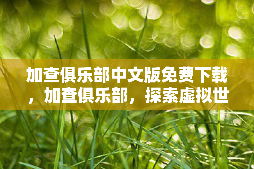 加查俱乐部中文版免费下载,加查俱乐部,探索虚拟世界的无限可能 加查俱乐部中文版免费下载,加查俱乐部,探索虚拟世界的无限可能