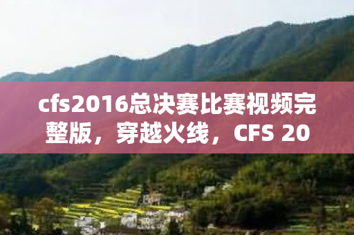 cfs2016总决赛比赛视频完整版，穿越火线，CFS 2016的辉煌与未来展望