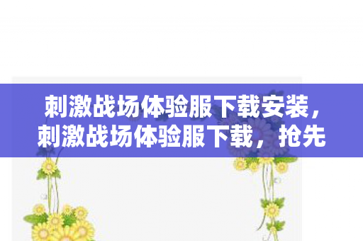 刺激战场体验服下载安装，刺激战场体验服下载，抢先体验未来战场