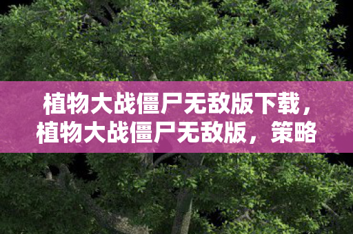植物大战僵尸无敌版下载，植物大战僵尸无敌版，策略与乐趣的完美结合