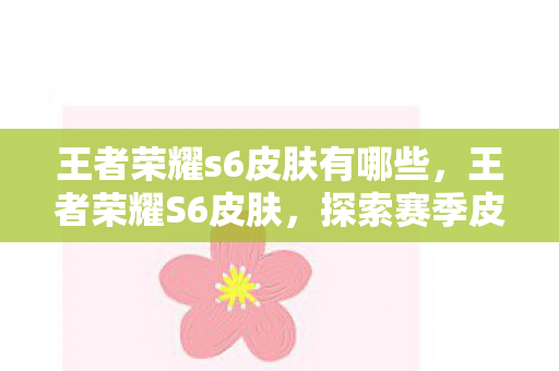 王者荣耀s6皮肤有哪些，王者荣耀S6皮肤，探索赛季皮肤的魅力与背后的故事