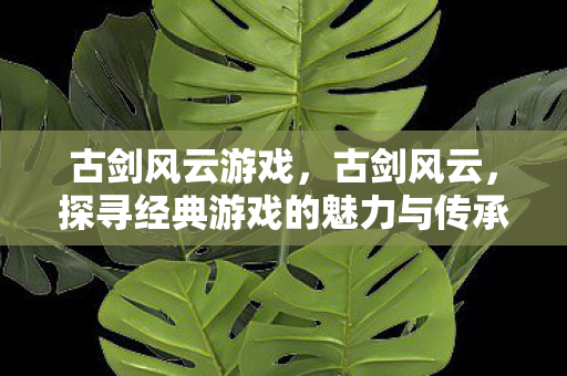 古剑风云游戏,古剑风云,探寻经典游戏的魅力与传承 古剑风云游戏,古剑风云,探寻经典游戏的魅力与传承