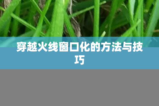 穿越火线窗口化的方法与技巧 穿越火线窗口化的方法与技巧