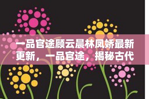 一品官途顾云晨林凤娇最新更新,一品官途,揭秘古代官员的晋升之路 一品官途顾云晨林凤娇最新更新,一品官途,揭秘古代官员的晋升之路