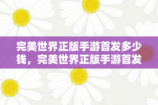 完美世界正版手游首发多少钱，完美世界正版手游首发，重塑经典，引领手游新潮流