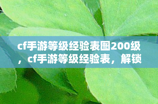 cf手游等级经验表图200级,cf手游等级经验表,解锁荣耀之路的详细指南 cf手游等级经验表图200级,cf手游等级经验表,解锁荣耀之路的详细指南