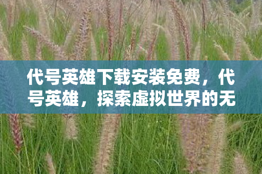 代号英雄下载安装免费,代号英雄,探索虚拟世界的无限可能 代号英雄下载安装免费,代号英雄,探索虚拟世界的无限可能