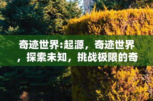 奇迹世界:起源,奇迹世界,探索未知,挑战极限的奇幻之旅 奇迹世界:起源,奇迹世界,探索未知,挑战极限的奇幻之旅