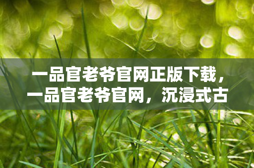 一品官老爷官网正版下载,一品官老爷官网,沉浸式古风体验,领略古代官场风采 一品官老爷官网正版下载,一品官老爷官网,沉浸式古风体验,领略古代官场风采
