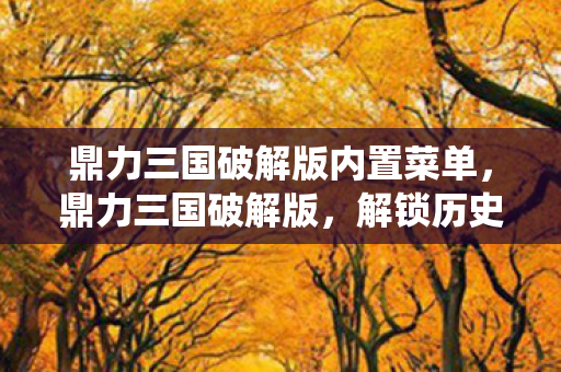 鼎力三国破解版内置菜单,鼎力三国破解版,解锁历史战役的无限可能 鼎力三国破解版内置菜单,鼎力三国破解版,解锁历史战役的无限可能